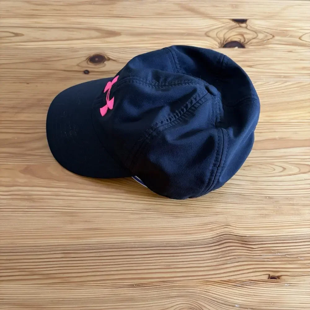 Women Under Armour Hat Strapback Black Pink Embroidered Logo Casual Polyester